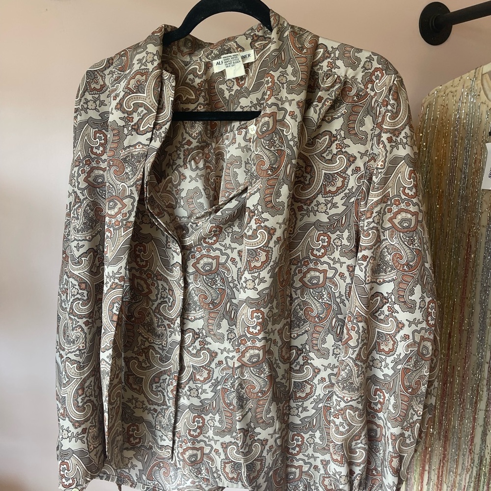 Alfred Dunner Paisley Blazer in Cream and Brown